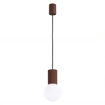 Globia - brązowa lampa wisząca z białym kloszem