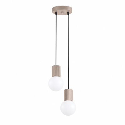 Podwójna lampa wisząca Globia w kolorze taupe