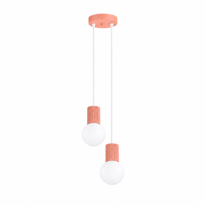 Lampa wisząca Globia w pastelowym, brzoskwiniowym kolorze