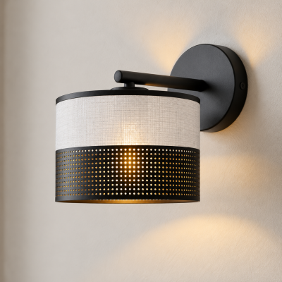 Solvia - lampa ścienna z szaro-czarnym abażurem
