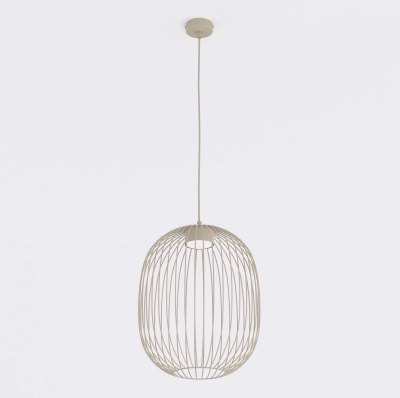 Beżowa lampa wisząca Enna z drucianym kloszem