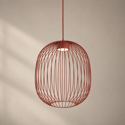 Burgundowa lampa wisząca Enna do industrialnych wnętrz