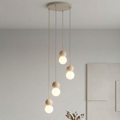 4-punktowa lampa wisząca Nolia z beżowym stelażem