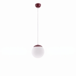 Burgundowa lampa wisząca- kula Numa S z białym kloszem
