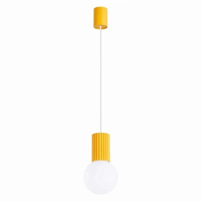 Żółta lampa wisząca Globia z okrągłym kloszem