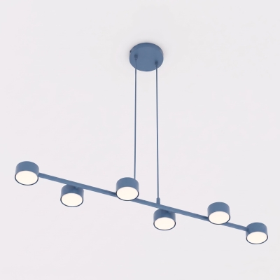 Lampa wisząca Arko 6 w subtelnym niebieskim kolorze