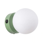 Lampa ścienna Alex z włącznikiem na szałwiowym stelażu