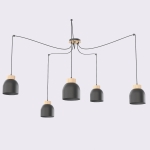 Czarna lampa wisząca Arvi 5 do przestronnych wnętrz