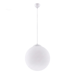 Biała lampa wisząca Numa L z kloszem kulą