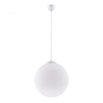 Biała lampa wisząca Numa L z kloszem kulą