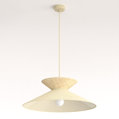 Beżowa lampa wisząca Bianca z abażurem w stylu boho