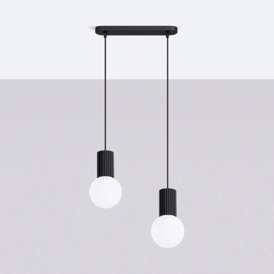Czarna lampa wisząca Globia na listwie