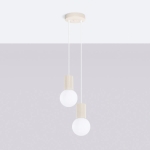 Beżowa lampa wisząca Globia z białymi kloszami