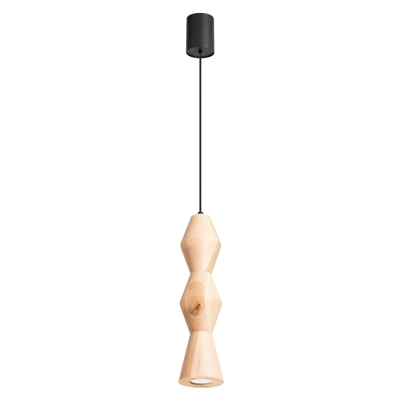 Pojedyncza lampa wisząca Evre M z drewnianym kloszem