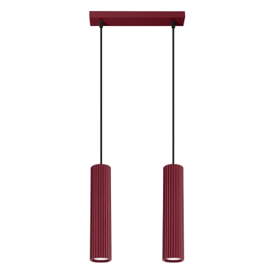 Burgundowa lampa wisząca Dolkar 2 z kloszami tubami
