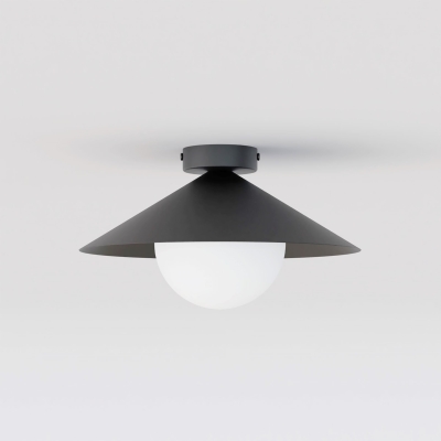 Plafon Lunel S z czarnym minimalistycznym kloszem