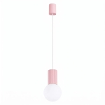Pojedyncza lampa wisząca Globia w delikatnym, różowym kolorze