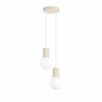 Beżowa lampa wisząca Globia z białymi kloszami