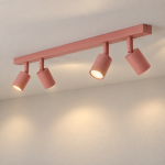 Koralowa lampa sufitowa Malia z czterema reflektorami
