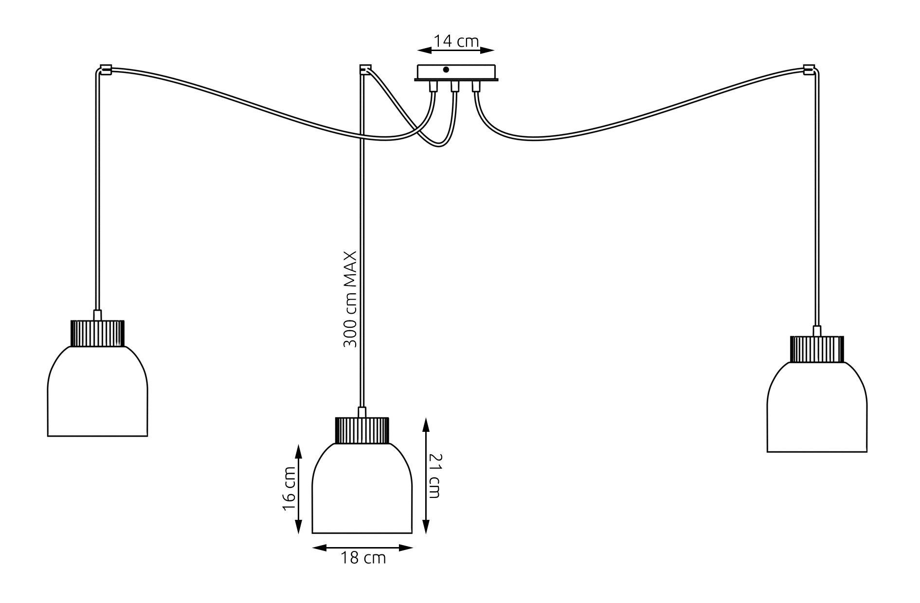 Czarna lampa wisząca Arvi 3 - pająk