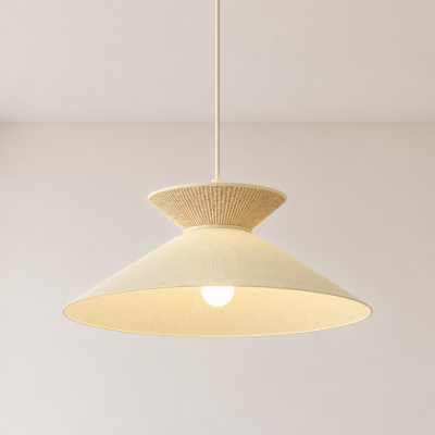 Beżowa lampa wisząca Bianca z abażurem w stylu boho