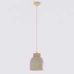 Beżowa lampa wisząca Avrel z drewnianymi detalami