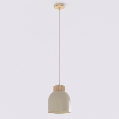 Beżowa lampa wisząca Avrel z drewnianymi detalami
