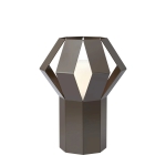 Brązowa lampa stołowa Octa z geometrycznym kloszem