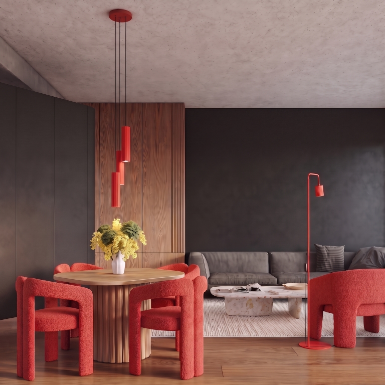 designerskie-oświetlenie-wiszące-w-kolorze-czerwonym