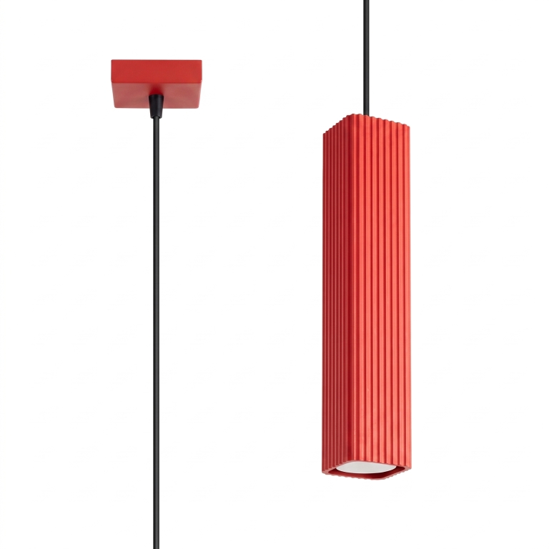 lampa-wisząca-czerwona-z-ryflowanym-kloszem