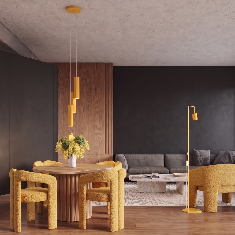 minimalistyczna-żółta-lampa-wisząca