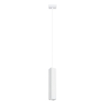 Biała, minimalistyczna lampa wisząca Yavero - karbowany klosz