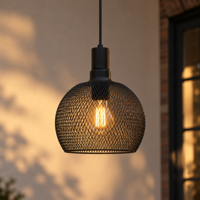 Mała lampa wisząca solarna Solvex - druciany klosz