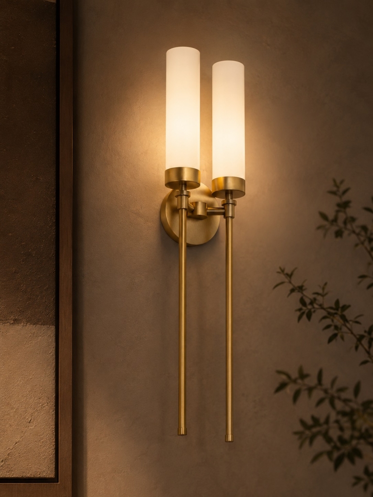 złota-lampa-ścienna-nad-lustro