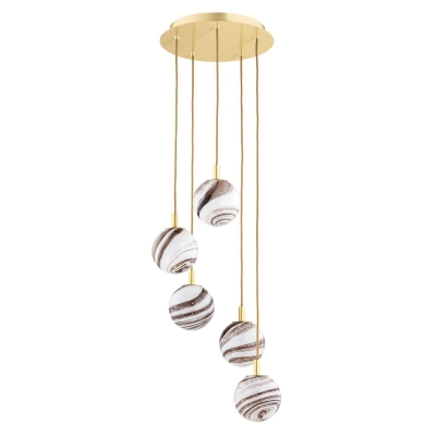 Kaskadowa lampa wisząca Aruba z marmurkowymi kloszami